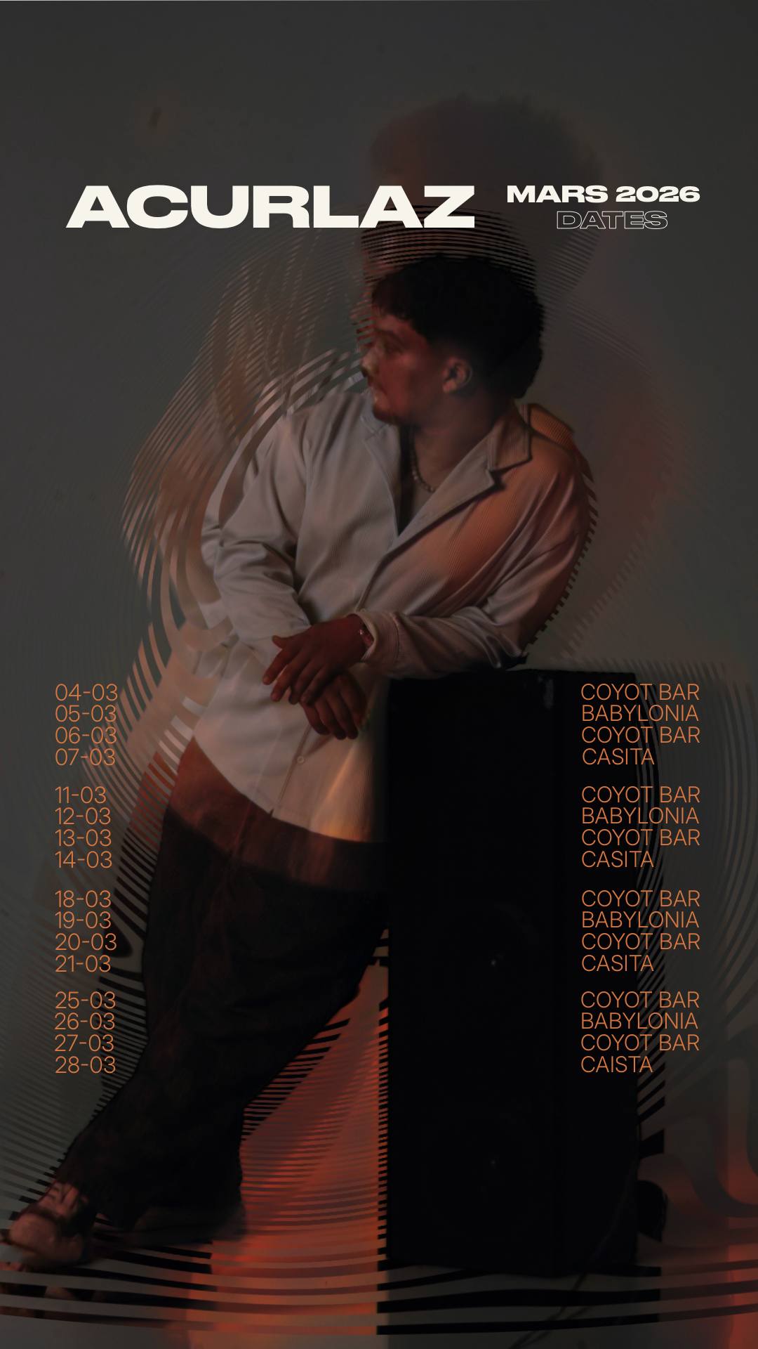 ACURLAZ – Toutes les Dates de Mars | Story Instagram